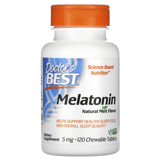 Doctor's Best, мелатонин, натуральная мята, 5 мг, 120 жевательных таблеток