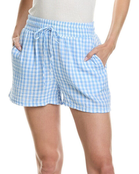 Stateside Gingham Doublefaced Gauze Drawstring Short Women's White M