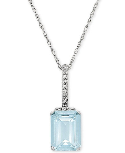 Macy's aquamarine (1-3/8 ct. t.w.) & Diamond Accent 18" Pendant Necklace in 14k White Gold