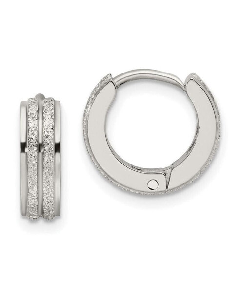 Stainless Steel Polished Laser cut Hinged Hoop Earrings