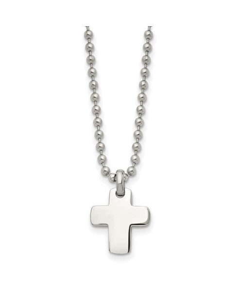 Chisel stainless Steel Polished Cross Pendant on a Ball Chain Necklace