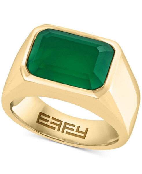 EFFY® Men's Green Onyx Solitaire Ring in Gold-Plated Sterling Silver