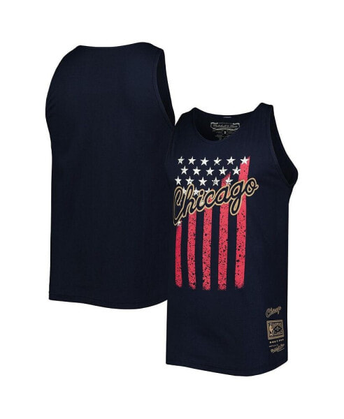 Men's Navy Chicago Bulls Hardwood Classics Americana Stars and Stripes Tank Top