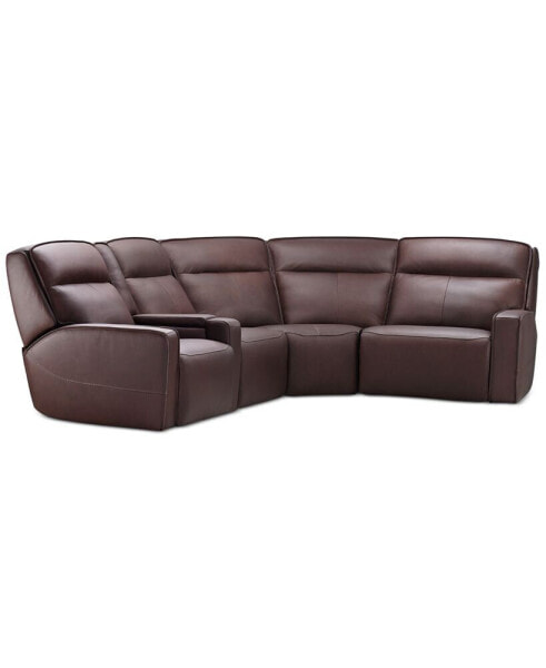 Dextan Leather 5-Pc. Sectional with 2 Power Recliners and 1 USB Console, Created for Macy's