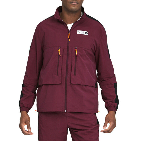 Puma Parquet Warm Up Full Zip Jacket Mens Burgundy Casual Athletic Outerwear 599