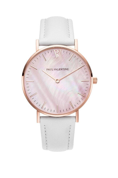 Paul Valentine Damen Armbanduhr ROSE GOLD PINK SEASHELL WHITE 36 MM PV36616