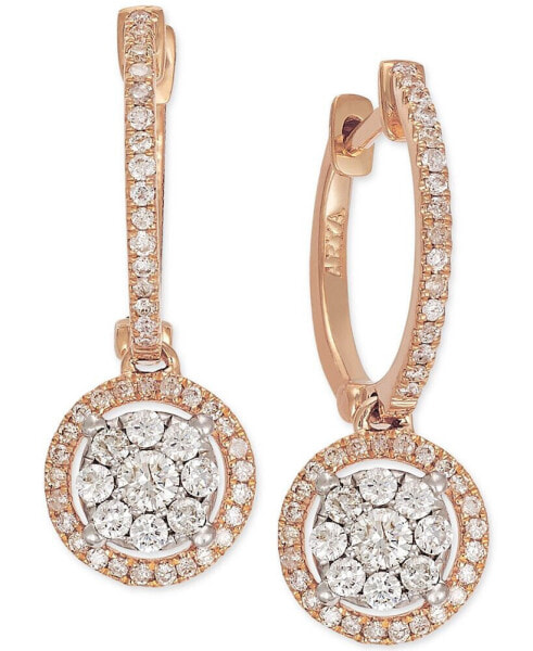 Diamond Circle Drop Earrings in 14k Rose Gold (5/8 ct. t.w.)