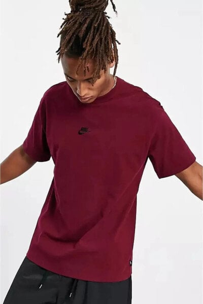 Футболка Nike Sportswear Premium Essentials Bol Kesim Bordo Erkek Tişört