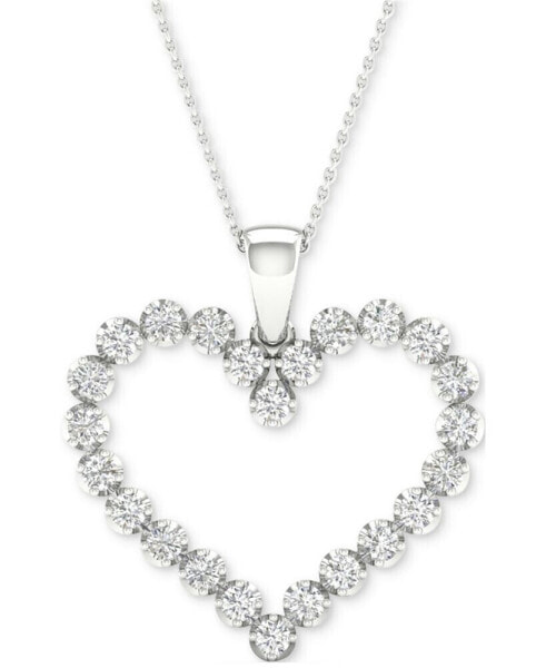 Forever Grown Diamonds lab-Created Diamond Open Heart 18" Pendant Necklace (1/2 ct. t.w.) in Sterling Silver