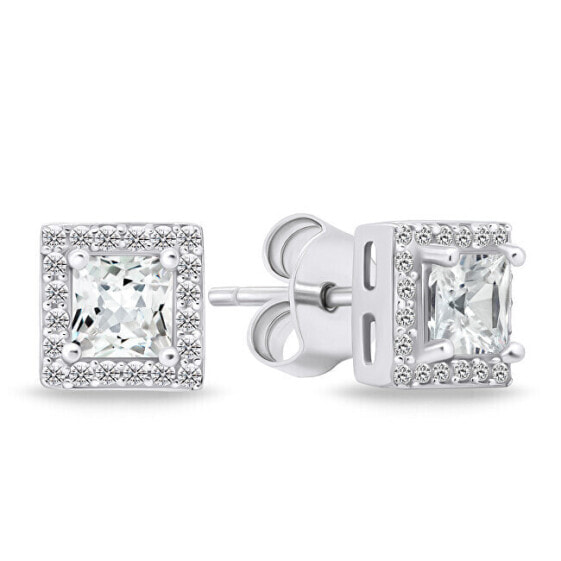 Dazzling silver earrings with clear zircons EA613W