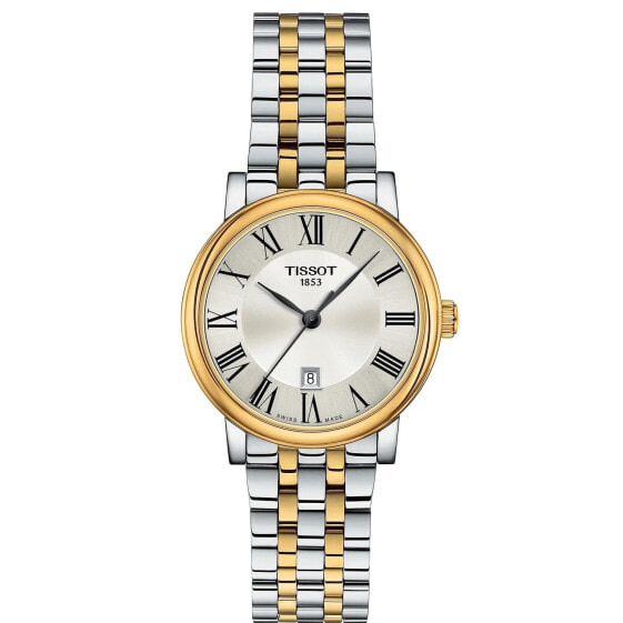 Tissot Womens Carson Stainless Steel Dress Watch Grey|Yellow Gold