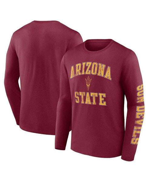 Men's Maroon Arizona State Sun Devils Distressed Arch Over Logo Long Sleeve T-shirt