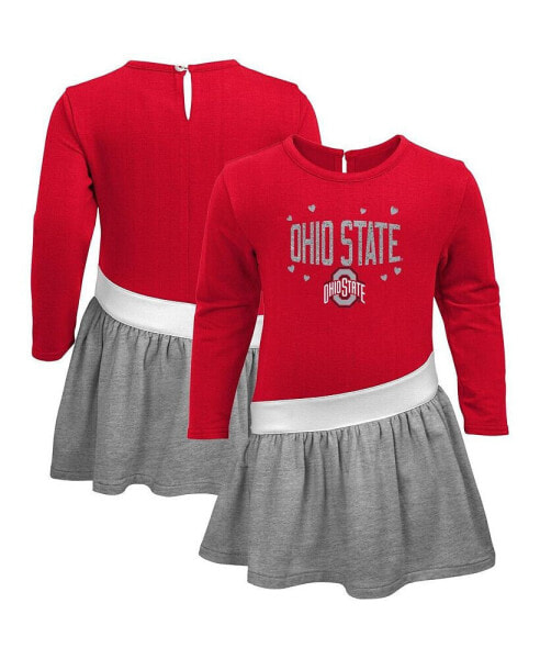Toddler Girls Scarlet Ohio State Buckeyes Heart to Heart French Terry Dress