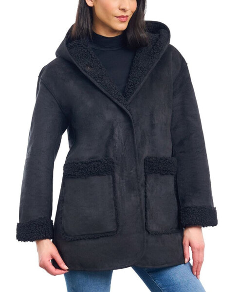 Women's Hooded Faux-Shearling Coat