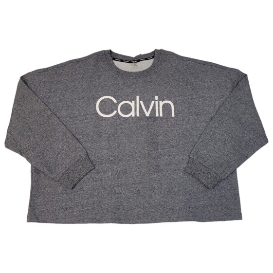 Calvin Klein Women's Relaxed Fit Logo Drop Shoulder Fleece Pullover Sweatshirt