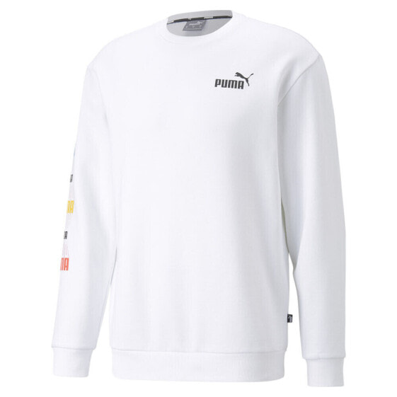Puma Essential Logo Repeat Graphic Crew Neck Sweatshirt Mens White 67399002
