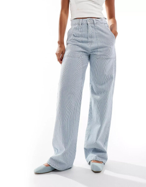 DTT wide leg jeans in blue & white stripe