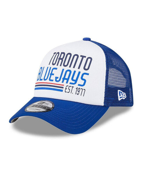 Men's White/Royal Toronto Blue Jays Stacked A-Frame Trucker 9FORTY Adjustable Hat