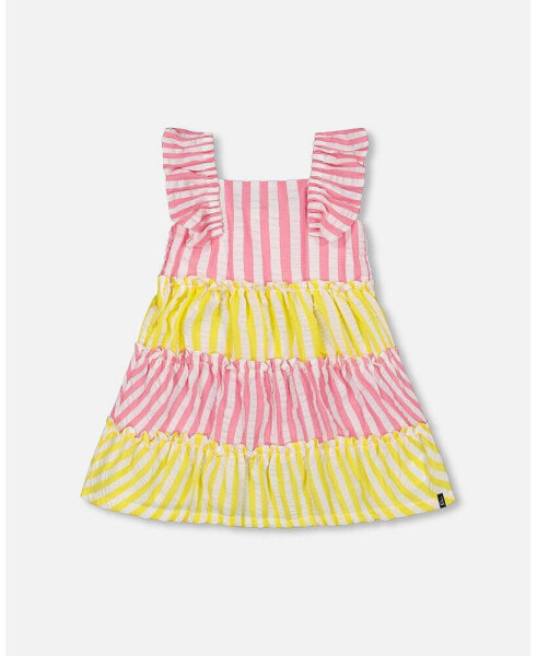 Girl Striped Seersucker Dress Bubble Gum Pink - Child