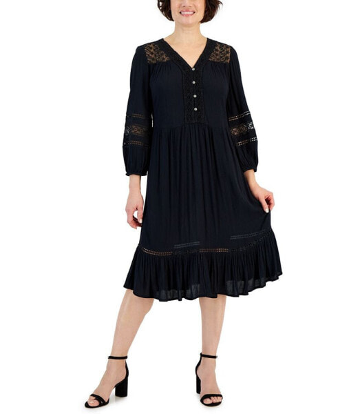 Petite Lace-Trim Dress, Created for Macy's