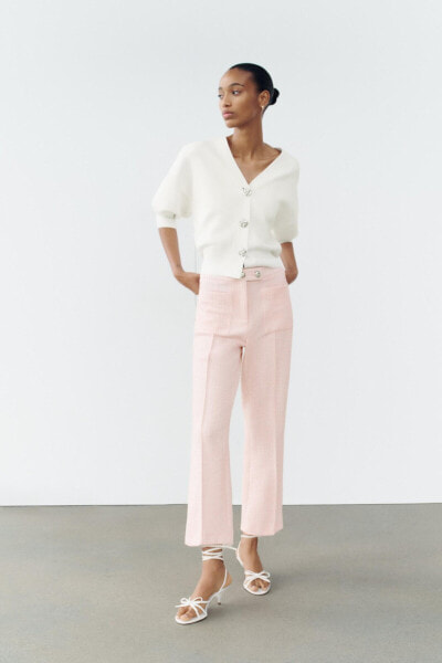 Textured flare trousers