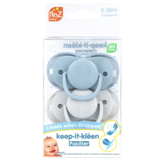 Keep-It-Kleen Pacifier, 0-36m, Blue & Gray, 2 Pacifiers