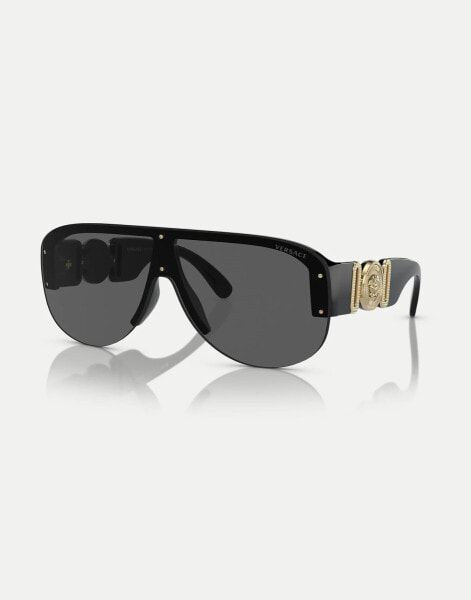 Versace irregular sunglasses in black with grey lens in black