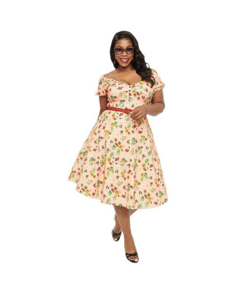 Plus Size 1960s Ohara Sweetheart Neckline Swing Dress