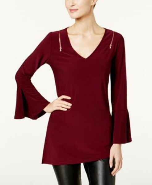 Love Scarlett Women's Petite Zipper Shoulder Top Cherry wine PSX