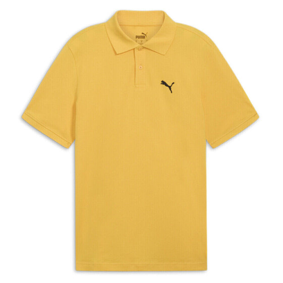 Puma Essential Pique Small Logo Short Sleeve Polo Shirt Mens Yellow Casual 67910