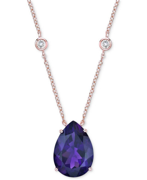 Macy's amethyst (15 ct. t.w.) & White Topaz (3/8 ct. t.w.) 18" Pendant Necklace in Rose Gold-Plated Sterling Silver