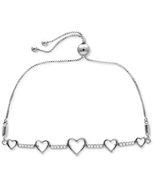 Diamond Graduated Heart Bolo Bracelet (1/6 ct. t.w.) in Sterling Silver