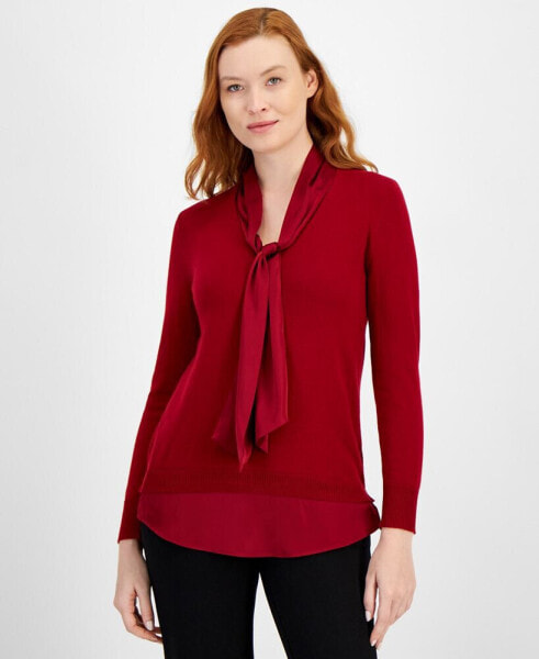 Women's Tie-Neck Layered-Look Top