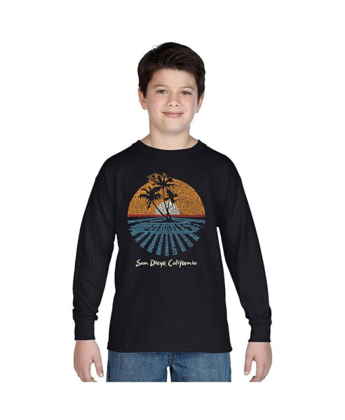 Big Boy's Word Art Long Sleeve T-shirt - Cities In San Diego