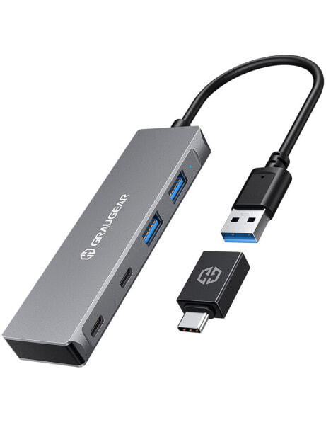 GrauGear GG 18042 - USB 3.0 4-Port Hub 2x A 2x C 20 cm Anschlusskabel - Digital