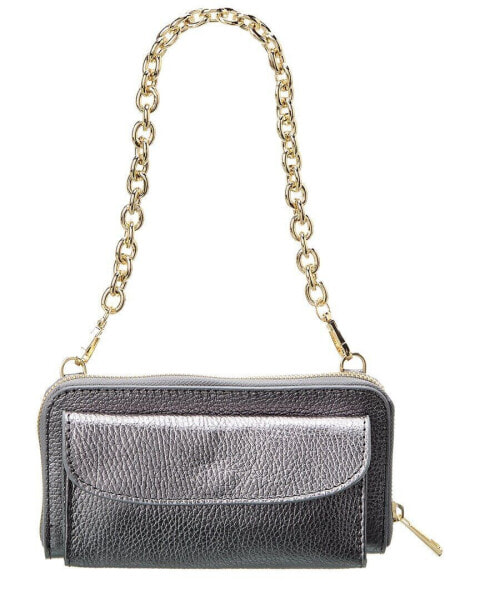 Italian Leather Wallet On Chain Women's Silver