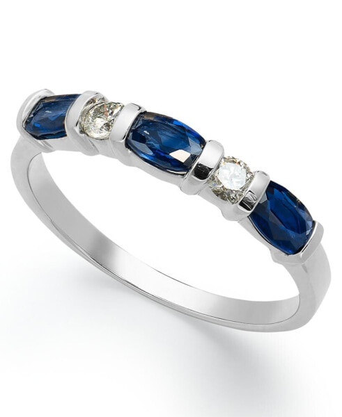 Кольцо Macy's 14k White Gold Sapphire and Diamond