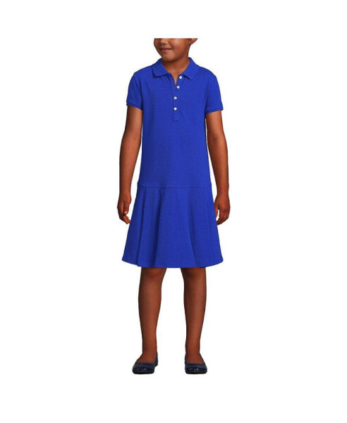 Big Girls School Uniform Short Sleeve Mesh Pleated Polo Dress