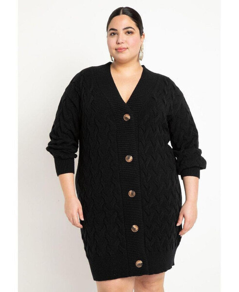 Plus Size Novelty Stitch Cardigan Sweater Dress