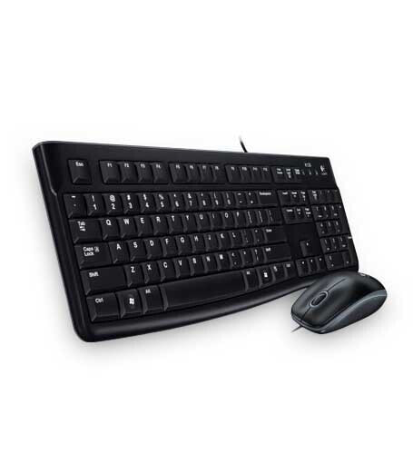 Logitech Desktop MK120 - Wired - USB - QWERTY - Black - Mouse included