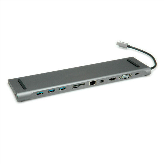 ROLINE 12.02.1117 - Wired - USB 3.2 Gen 2 (3.1 Gen 2) Type-C - 3.5 mm - Black - Grey - MicroSD (TransFlash) - SD - 5 Gbit/s