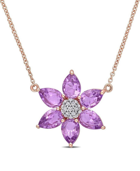Macy's amethyst and Diamond Floral Necklace