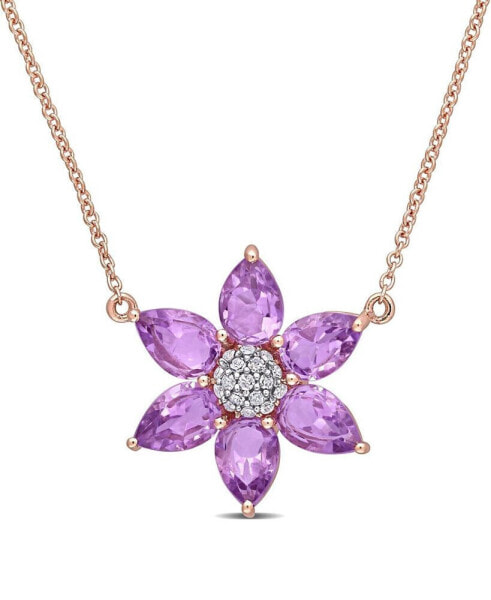 Amethyst and Diamond Floral Necklace