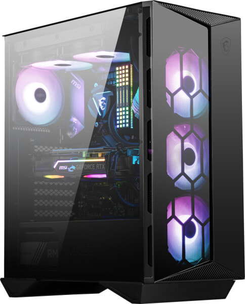 MSI MPG GUNGNIR 110R Mid Tower Gaming Computer Case Black - USB 3.2 Gen2 Type C - 4x 120mm ARGB Fan - Mystic Light Sync - 1 to 6 ARGB Control board - 2x Tempered Glass Panels - ATX - mATX - mini-ITX - Midi Tower - PC - Black - ATX - micro ATX - Mini-ITX - Met