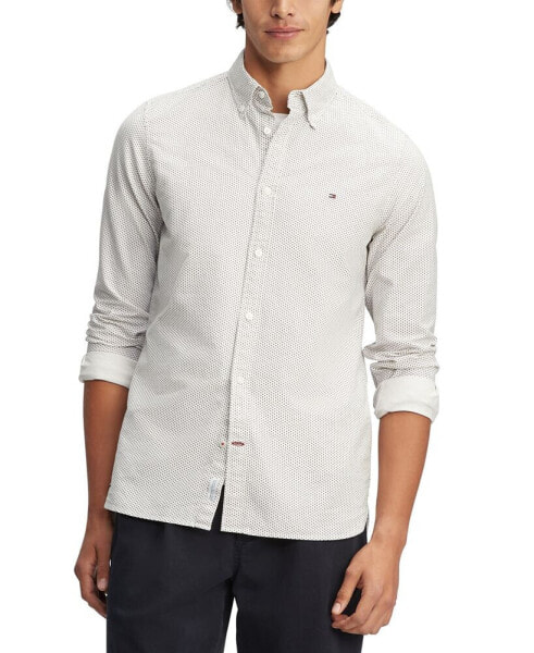 Men's Dot-Print Button-Down Oxford Shirt