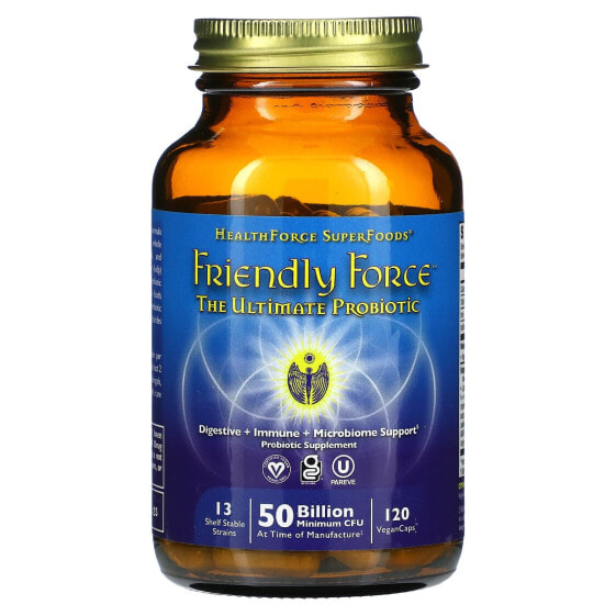 Friendly Force, The Ultimate Probiotic, 50 Billion, 120 Vegan Caps (25 Billion CFU per Capsule)