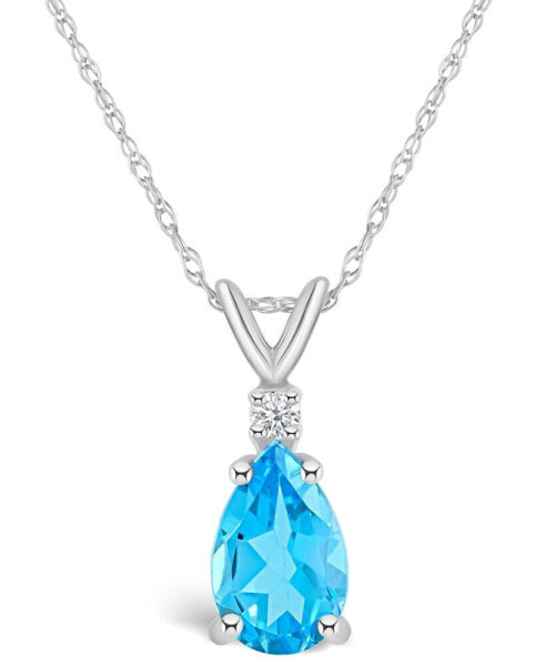 Macy's blue Topaz (1-3/8 ct. t.w.) and Diamond Accent Pendant Necklace in 14K Yellow Gold or 14K White Gold