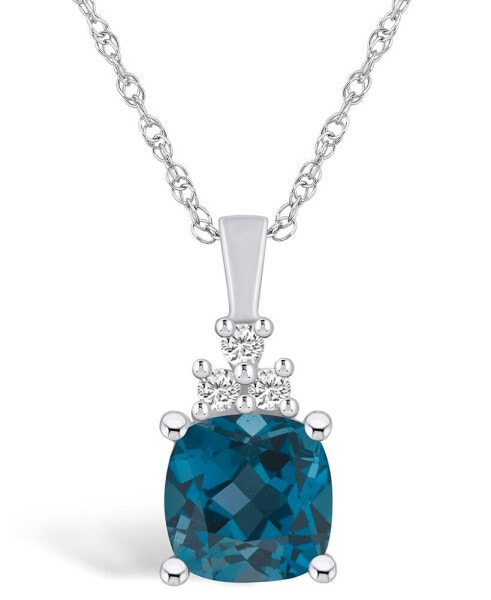 London Blue Topaz (2-3/4 Ct. T.W.) and Diamond (1/10 Ct. T.W.) Pendant Necklace in 14K White Gold