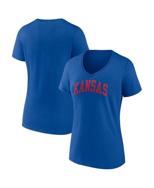 Women's Royal Kansas Jayhawks Basic Arch V-Neck T-shirt