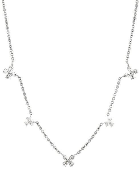 Lab Grown Diamond Flower Cluster Collar Necklace (1 ct. t.w.) in 14k White Gold, 18" + 2" extender